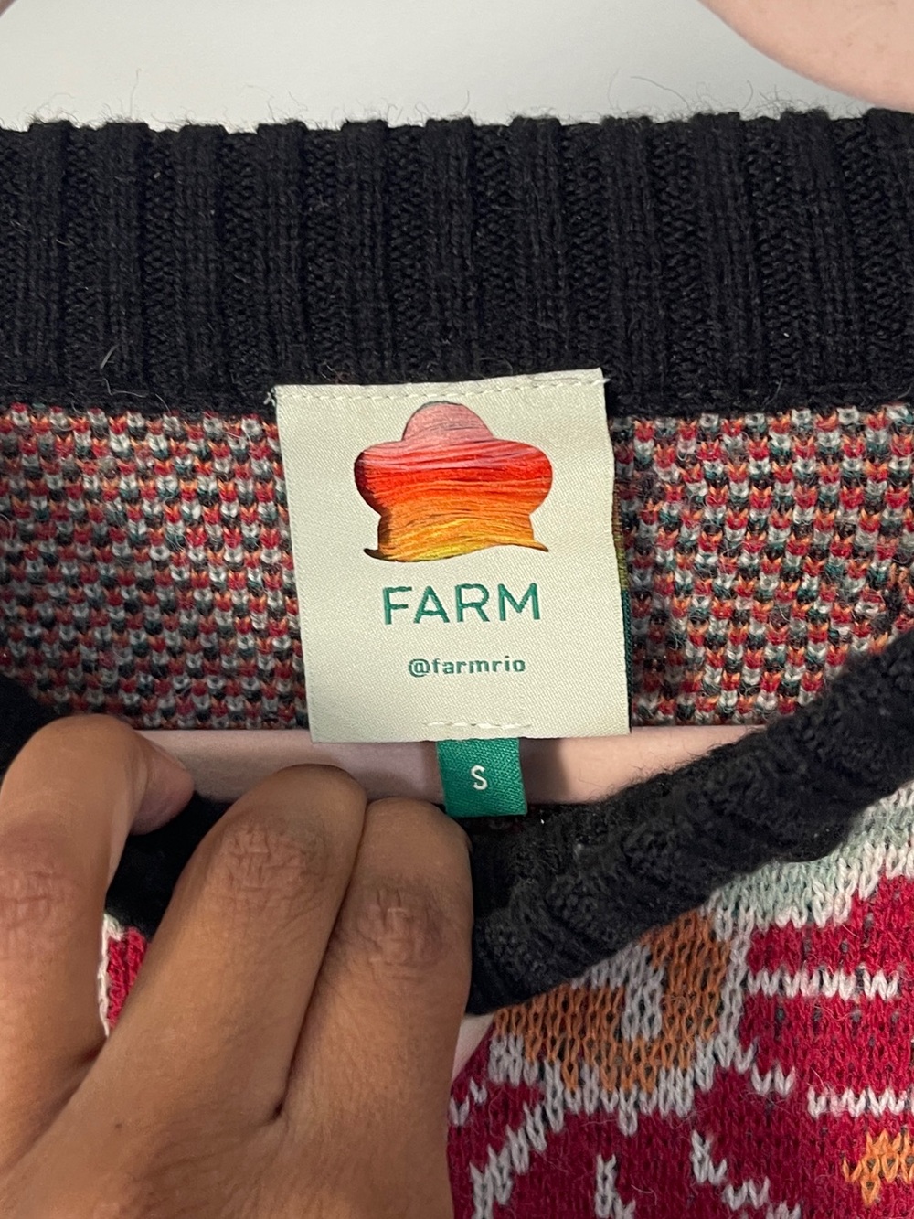 Floral & Elephant Knit Sweater in Cream, Red & Green